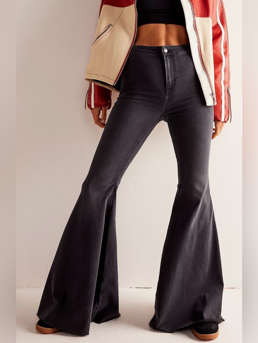 We The Free Black Flare Wide-Leg Jeans